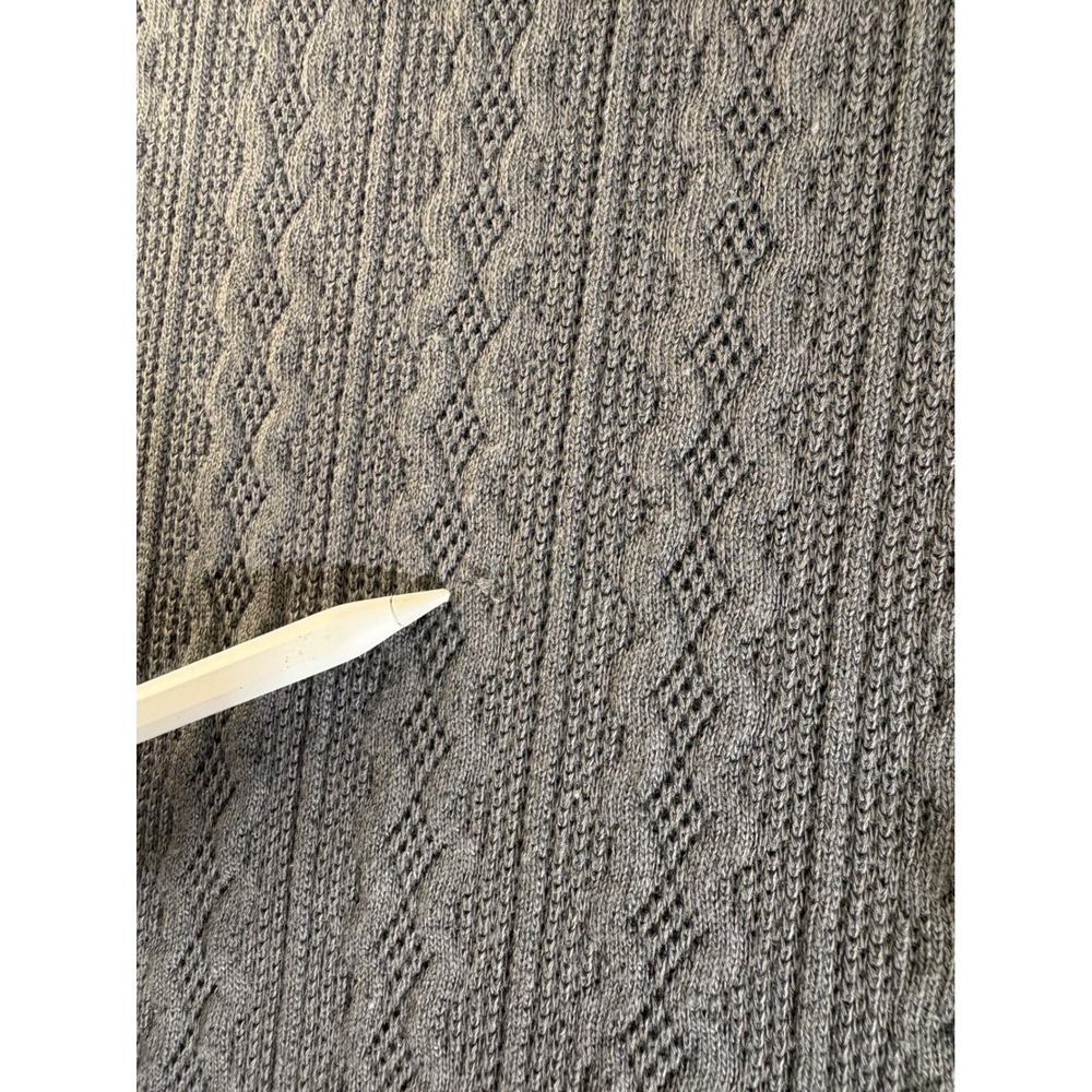 Shein‎ Pointelle Knit Hoodie Taupe Brown High Low Side Slit Sweater Womens Small - Picture 5 of 10